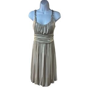 VTG Georgiou Studio Metallic Silver Chain Link Strap Cocktail Dress Y2K L